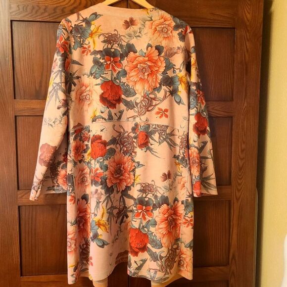 Anthropologie Solitaire Faux Suede Floral Long Cardigan - Picture 9 of 10